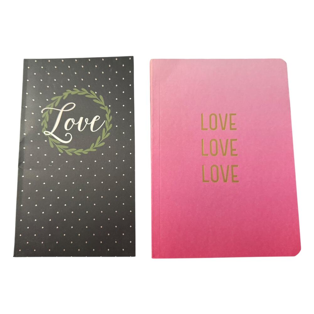 Set Of 2 Love Black And Pink Soft Notebook Journals NEW